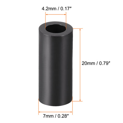 Harfington Uxcell Nylon Round Spacer Washer 4.2mmx7mmx20mm for M4 Screws Black 100Pcs