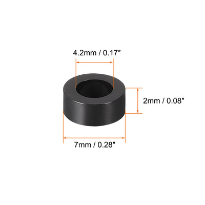 Harfington Uxcell Nylon Round Spacer Washer 4.2mmx7mmx2mm for M4 Screws Black 300Pcs
