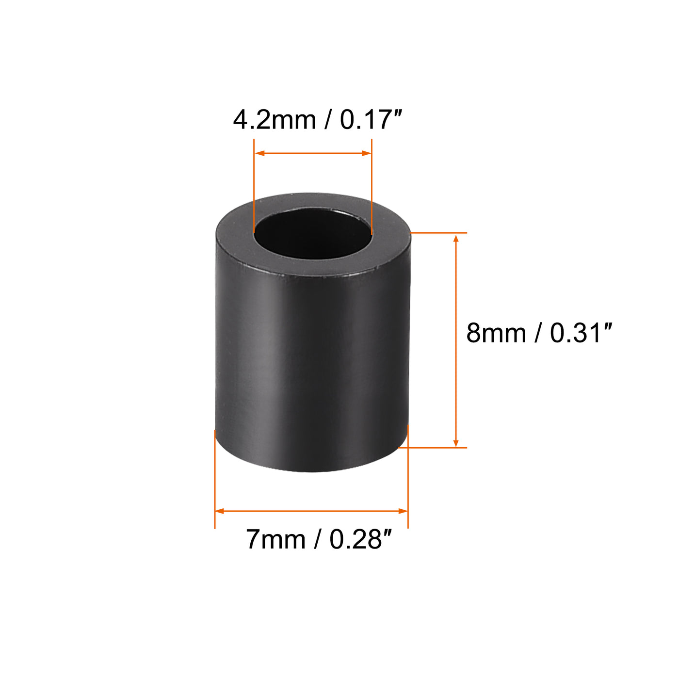 uxcell Uxcell Nylon Round Spacer Washer 4.2mmx7mmx8mm for M4 Screws Black 300Pcs