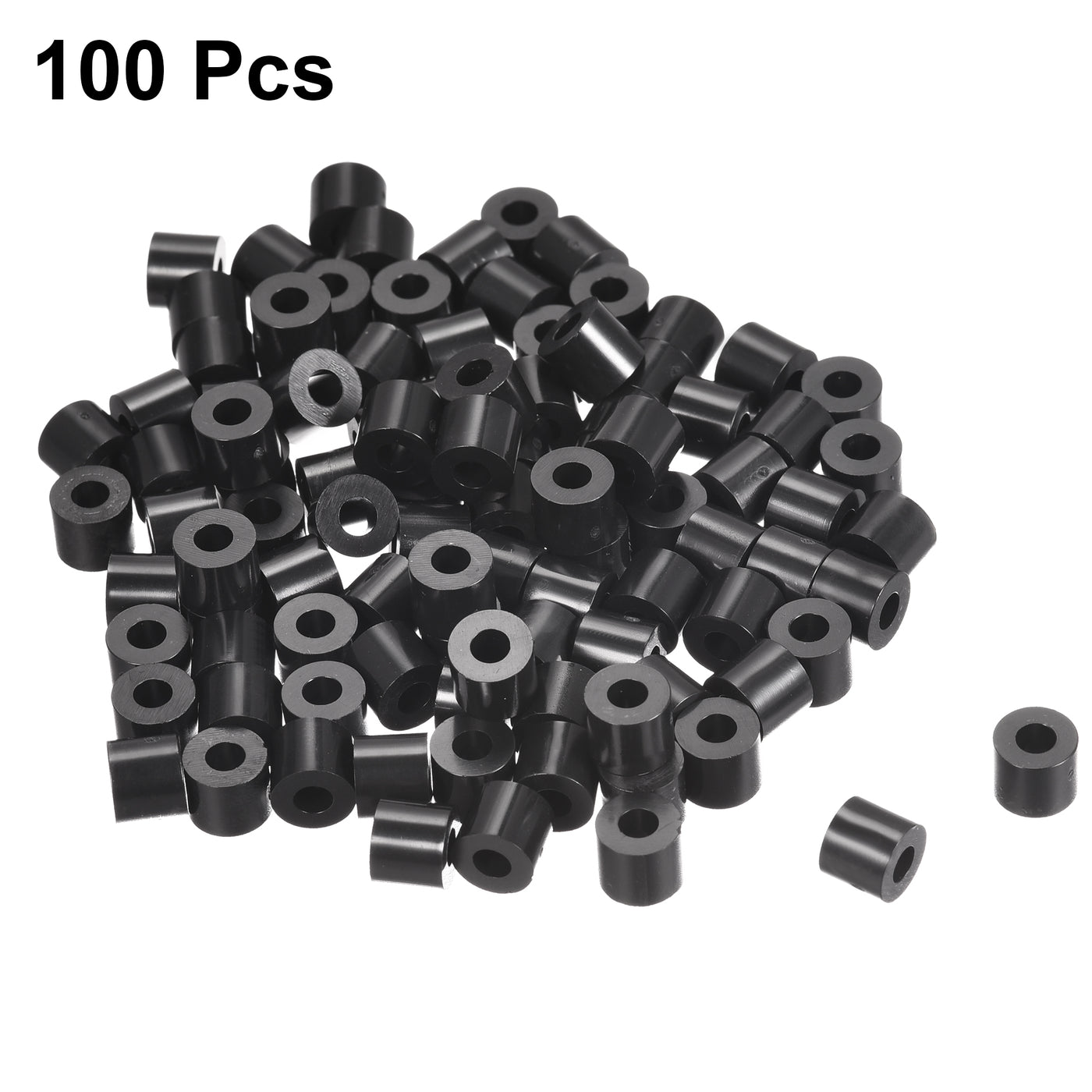 uxcell Uxcell Nylon Round Spacer Washer 3.2mmx7mmx6mm for M3 Screws Black 100Pcs