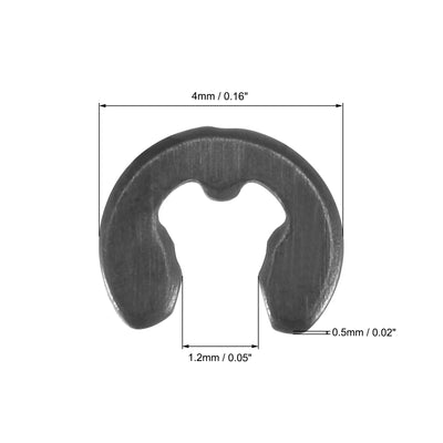 Harfington Uxcell E-Clip Circlip 4mm External Retaining Shaft Ring Carbon Steel Black 30pcs