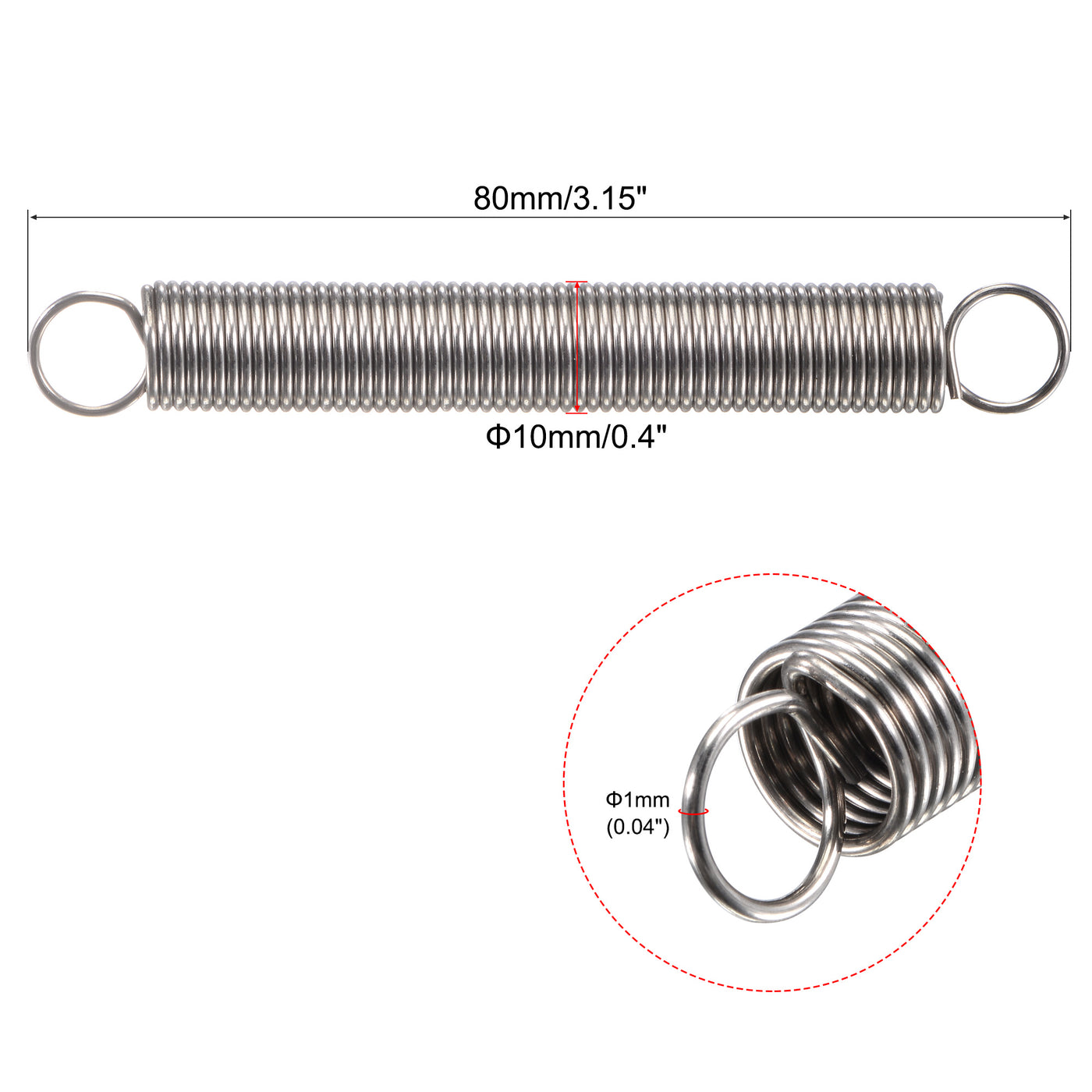 Uxcell Uxcell 1mmx10mmx50mm Extended Compression Spring,3.4Lbs Load Capacity,Silver,5pcs