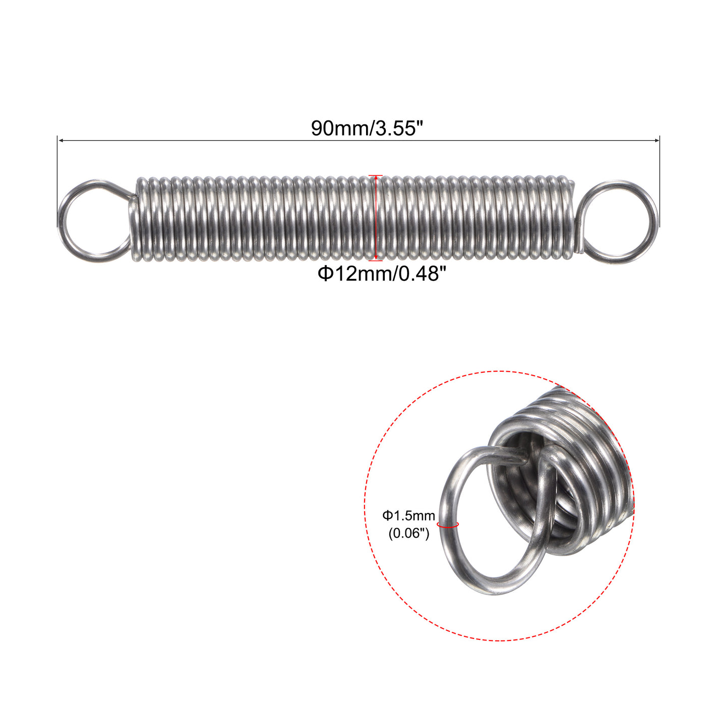 Uxcell Uxcell 1.5mmx12mmx60mm Extended Compression Spring,8.6Lbs Load Capacity,Silver,2pcs