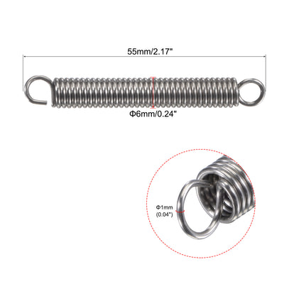 Harfington Uxcell 1mmx6mmx50mm Extended Compression Spring,5.3Lbs Load Capacity,Silver,5pcs