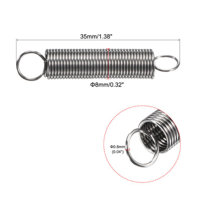 Harfington Uxcell 0.8mmx8mmx70mm Extended Compression Spring,2.9Lbs Load Capacity,Silver,5pcs