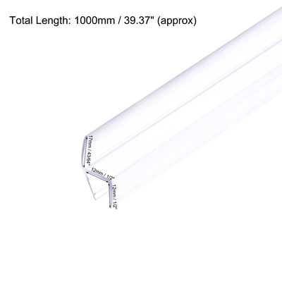 Harfington Uxcell Frameless Glass Shower Door Sweep, 39.37" Long, with 1/2"(12mm) Glass - 43/64"(17mm) Drip Rail , h-Type Door Bottom Side Seal Strip