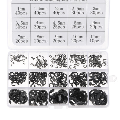 Harfington Uxcell E-Clip 400Pcs External Retaining Ring Washer Carbon Steel Size: 1mm to 11mm