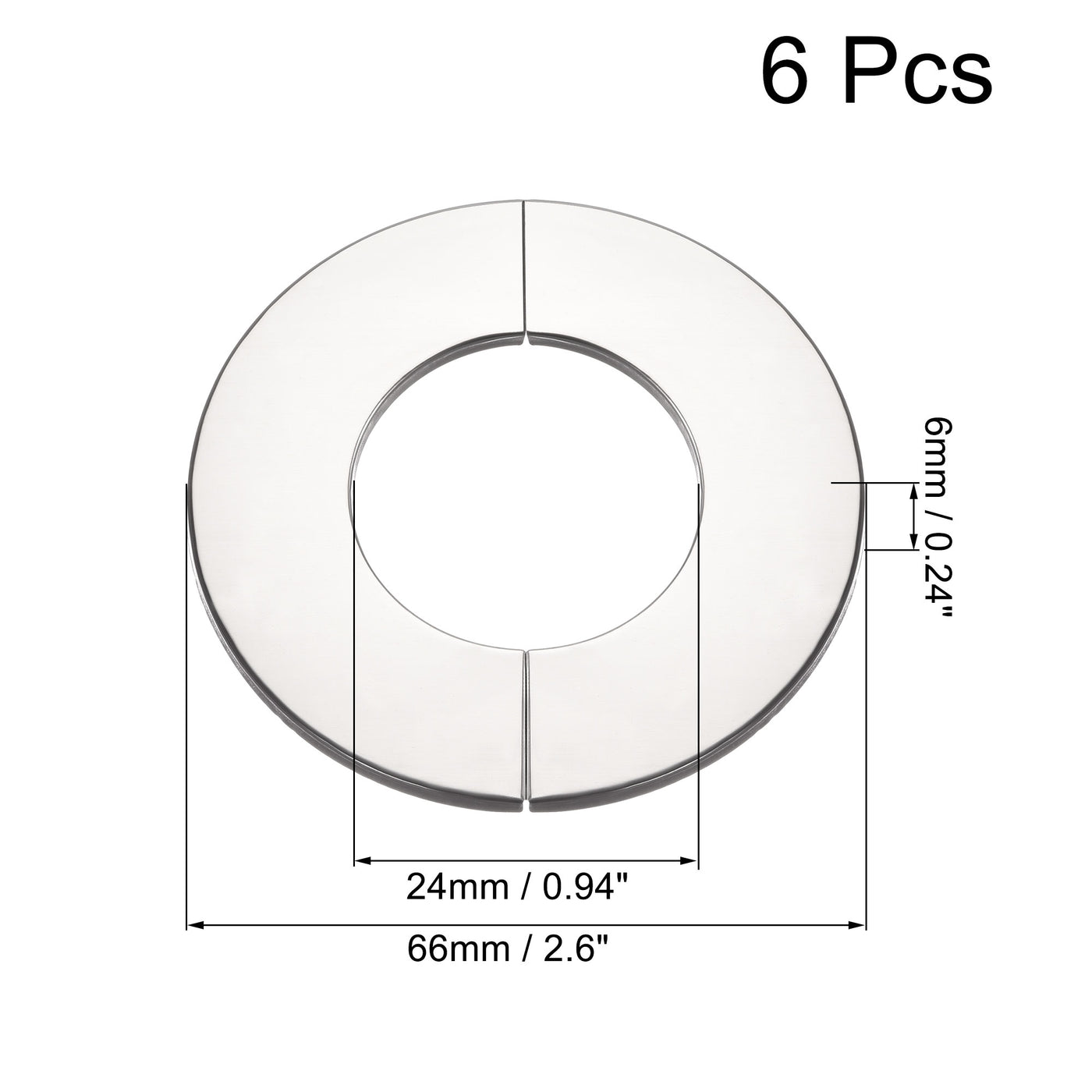 Uxcell Uxcell Wall Split Flange, Stainless Steel Round Escutcheon Plate for 35mm Diameter Pipe 6Pcs