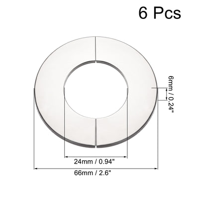 Harfington Uxcell Wall Split Flange, Stainless Steel Round Escutcheon Plate for 35mm Diameter Pipe 6Pcs