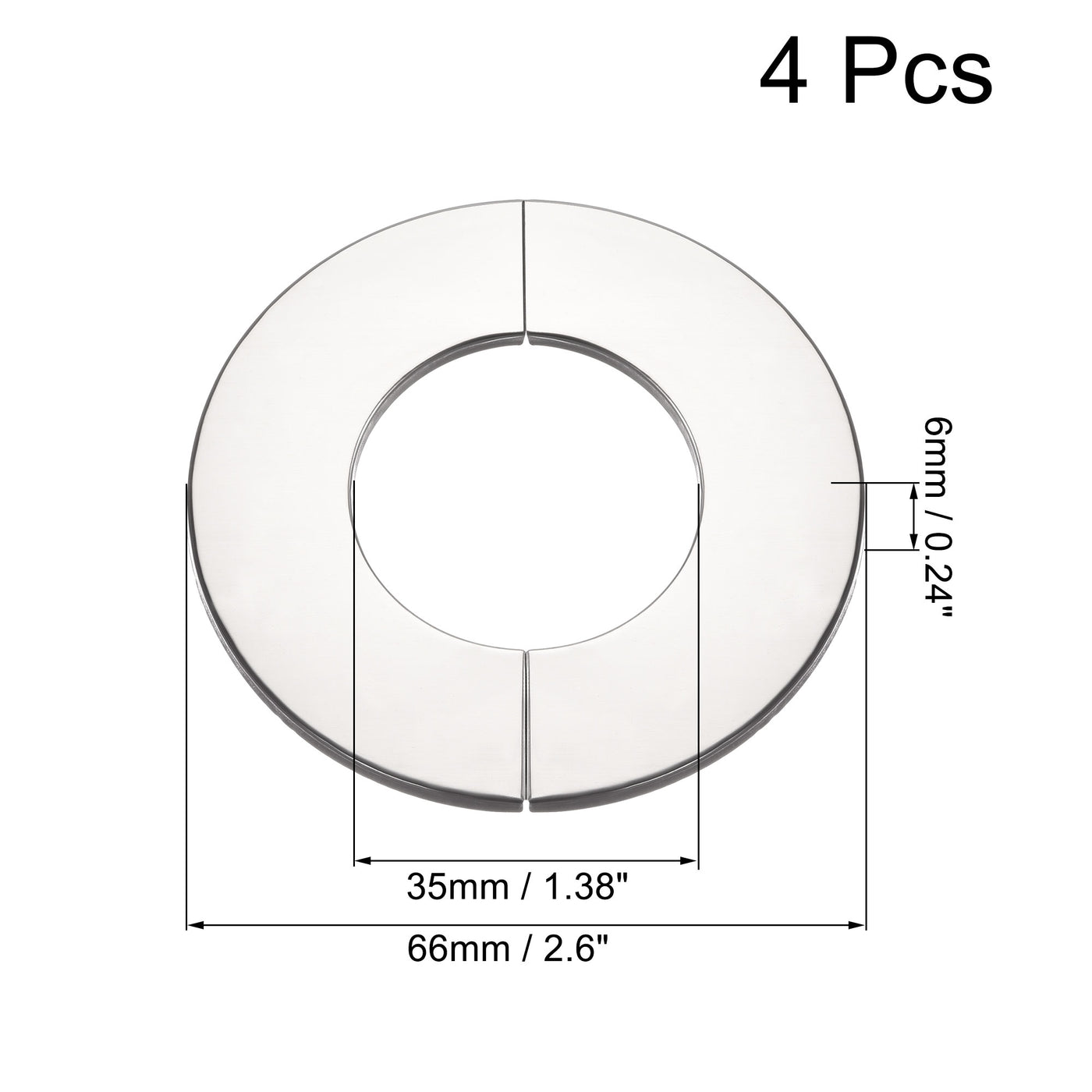 uxcell Uxcell Wall Split Flange, Stainless Steel Round Escutcheon Plate 4Pcs