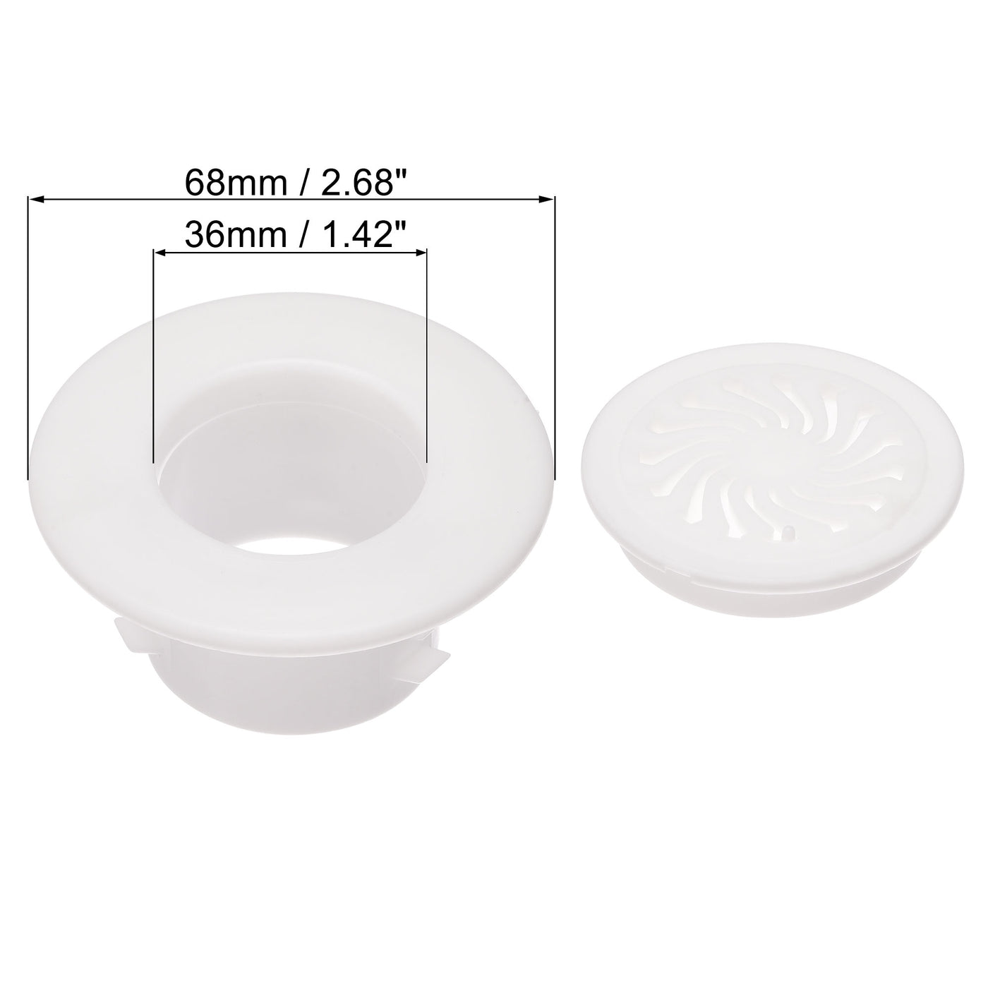 Uxcell Uxcell Round Vent Cover, ABS Plastic Adjustable Air Vent Cover White for 4" - 4.3" Diameter Hole 4pcs