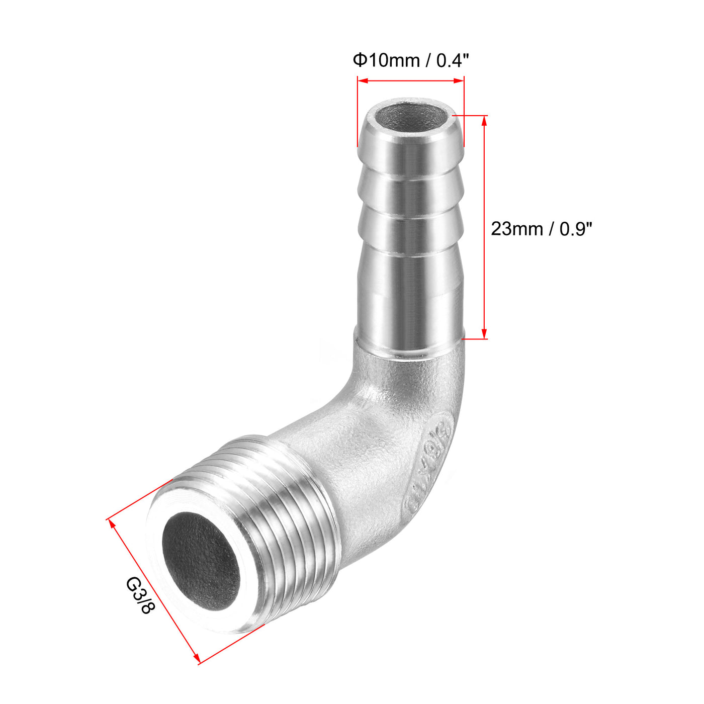 Uxcell Uxcell Stainless Steel Hose Barb Fitting Elbow 16mm x G3/8 Male Pipe Connector