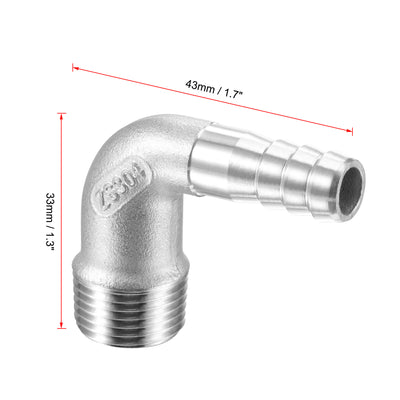 Harfington Uxcell Stainless Steel Hose Barb Fitting Elbow 16mm x G3/8 Male Pipe Connector