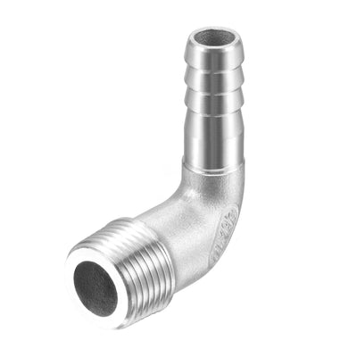 Harfington Uxcell Stainless Steel Hose Barb Fitting Elbow 16mm x G3/8 Male Pipe Connector