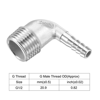 Harfington Uxcell Stainless Steel Hose Barb Fitting Elbow 20mm x G1/2 Male Pipe Connector