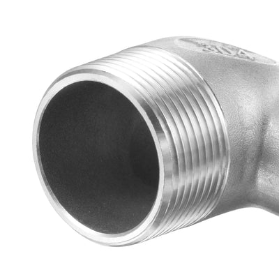 Harfington Uxcell Stainless Steel Hose Barb Fitting Elbow 40mm x G1-1/4 Male Pipe Connector