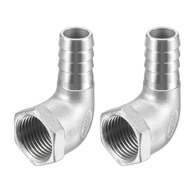 Harfington Uxcell 304 Stainless Steel Hose Barb Fittings Elbow Barbed NPT Female Pipe Connector Adapter for Water Fuel Air Home