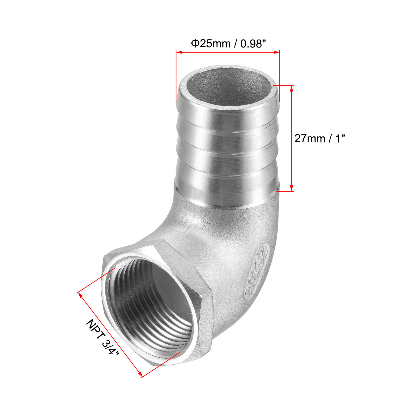 Uxcell Uxcell Stainless Steel Hose Barb Fitting Elbow 20mmx3/4" NPT Female Pipe Connector 2pcs