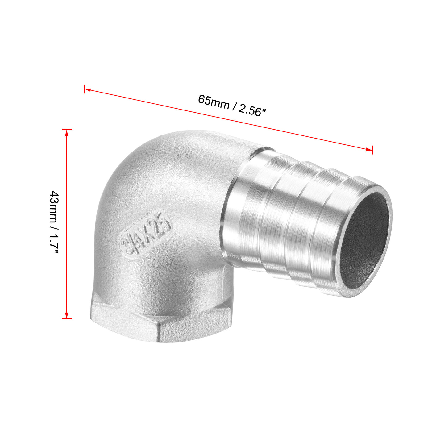 Uxcell Uxcell Stainless Steel Hose Barb Fitting Elbow 20mmx3/4" NPT Female Pipe Connector 2pcs