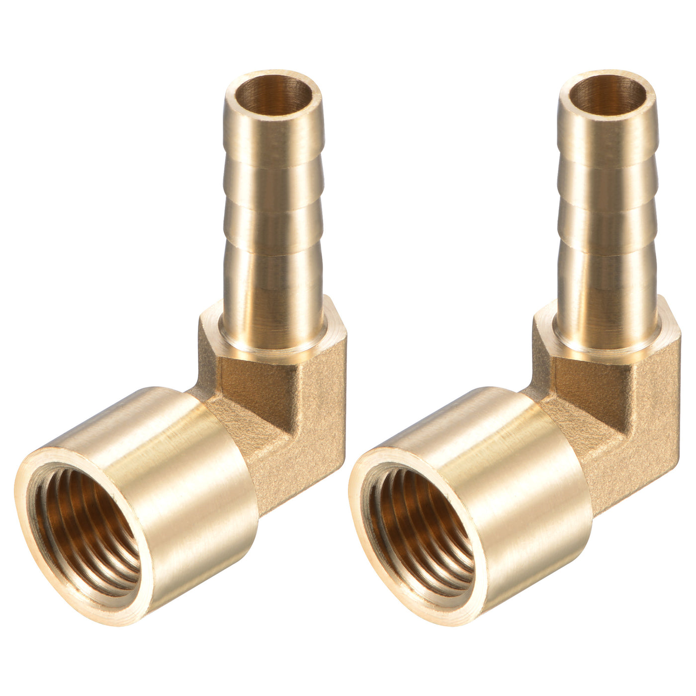 Uxcell Uxcell Brass Hose Barb Fitting Elbow 10mm x G1/4 Female Pipe Connector 2pcs