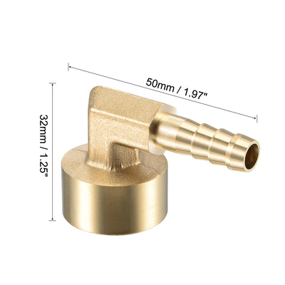 Harfington Uxcell Brass Hose Barb Fitting Elbow 16mm x G1/2 Female Pipe Connector 2pcs