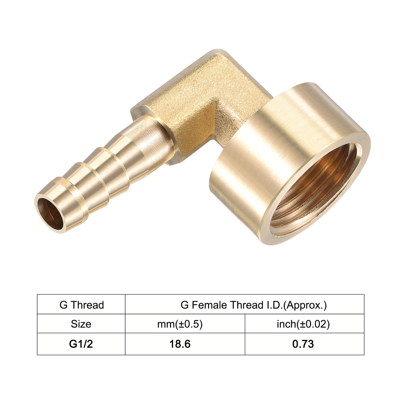 Uxcell Uxcell Brass Hose Barb Fitting Elbow 16mm x G1/2 Female Pipe Connector 2pcs