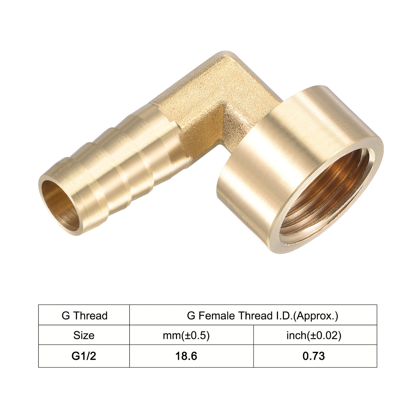 Uxcell Uxcell Brass Hose Barb Fitting Elbow 14mm x G1/2 Female Pipe Connector