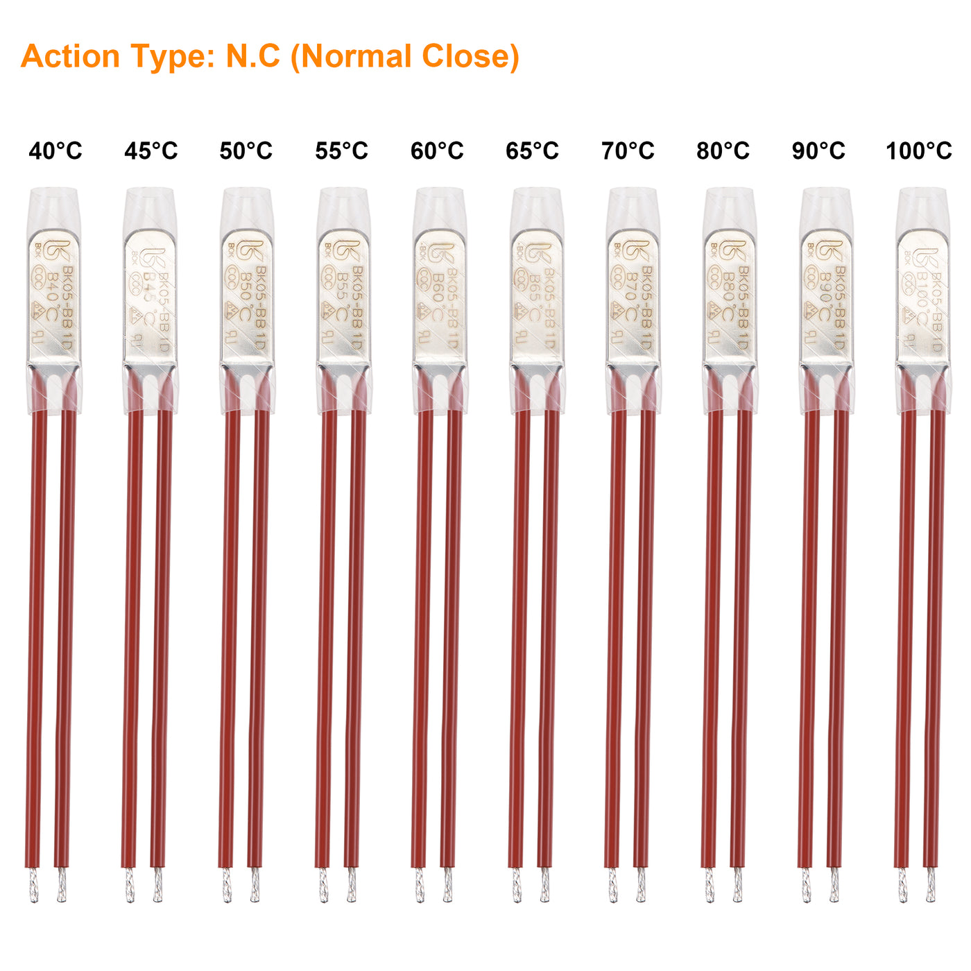 uxcell Uxcell 10pcs KSD9700 Thermostat, Normally Close 40-100°C(104-212°F) 10A N.C Temperature Control Switch Assortment Kit