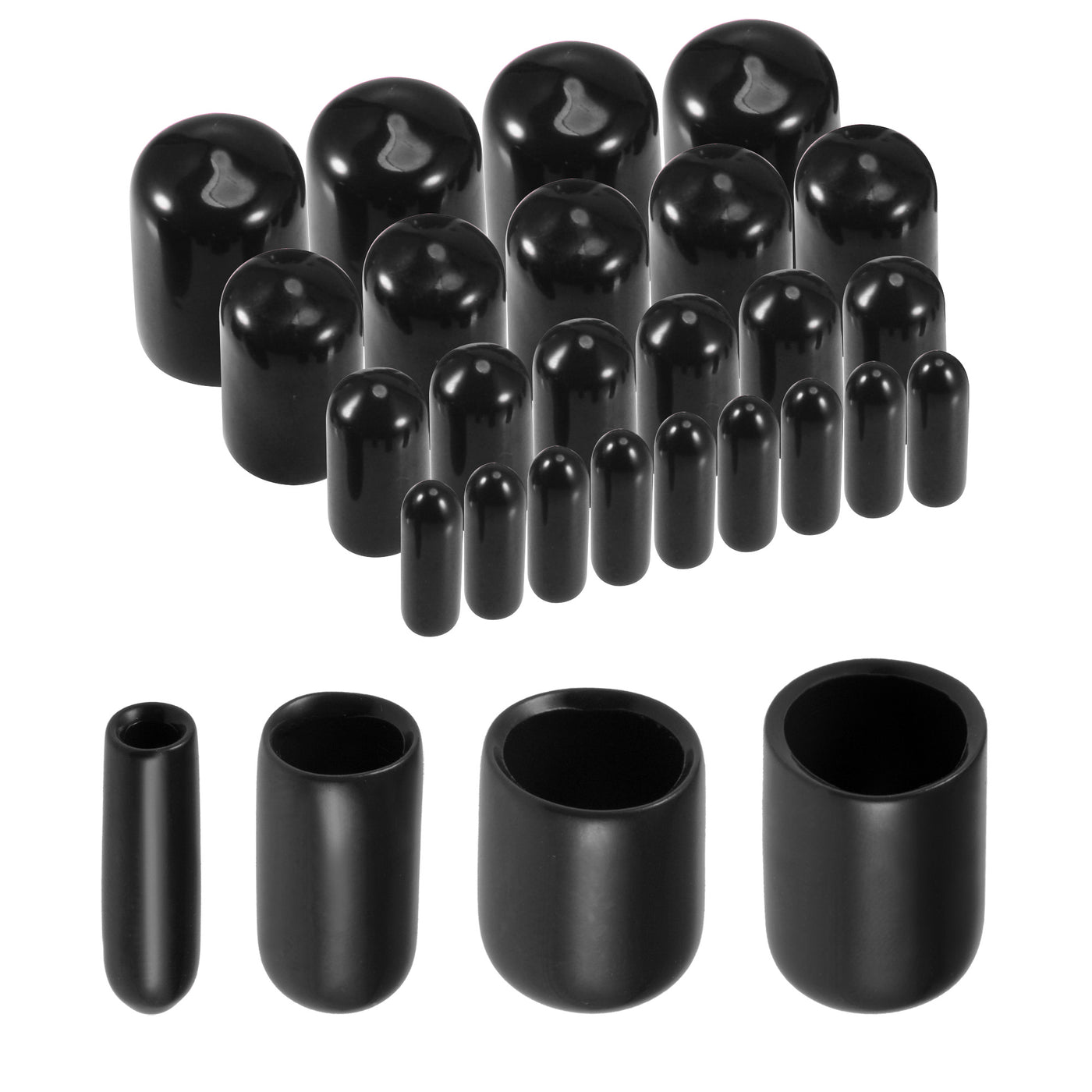 uxcell Uxcell 40pcs Round Rubber End Caps 1/8" 1/4" 3/8" 1/2" Black Vinyl Cover Screw Thread Protectors Assortment Kit