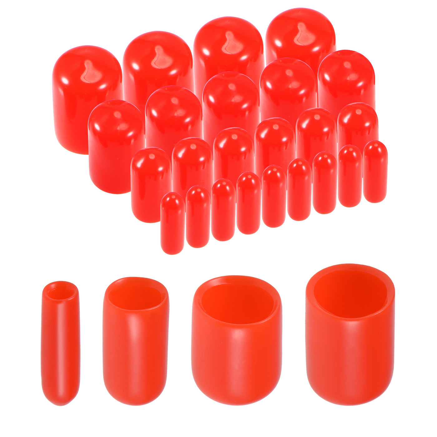 uxcell Uxcell 40pcs Round Rubber End Caps 1/8" 1/4" 3/8" 1/2" Red Vinyl Cover Screw Thread Protectors Assortment Kit