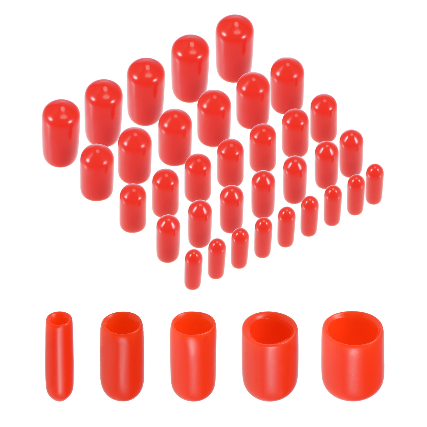 uxcell Uxcell 50pcs Round Rubber End Caps 1/8" 3/16" 1/4" 5/16" 3/8" Red Vinyl Cover Screw Thread Protectors Assortment Kit