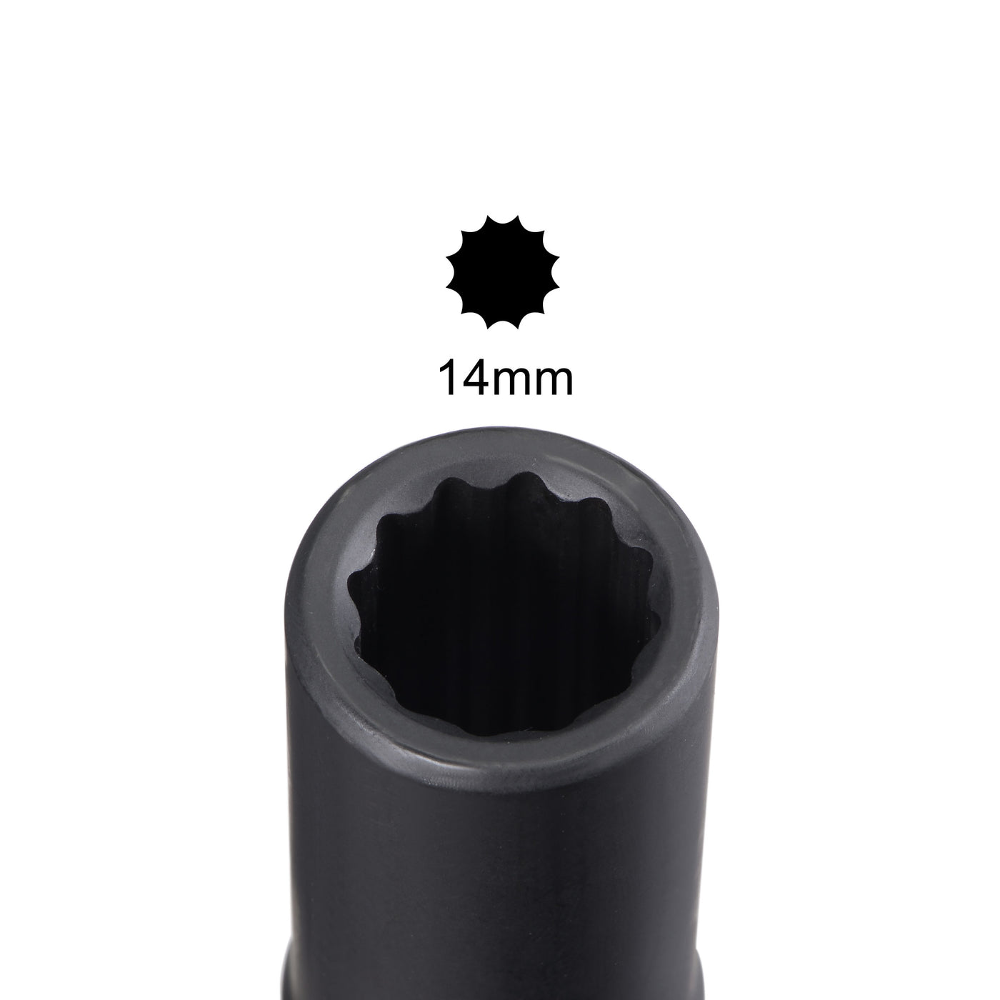 uxcell Uxcell 1/2-Inch Drive 14mm 12-Point Deep Impact Socket, CR-MO Steel 78mm Length, Metric