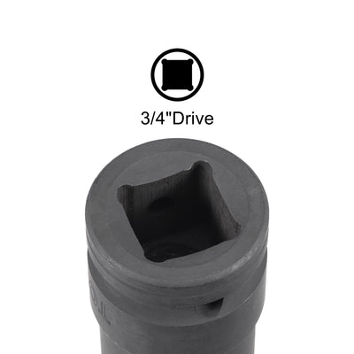 Harfington Uxcell 3/4" Drive 19mm 12-Point Impact Socket, CR-MO Steel 56mm Length, Standard Metric