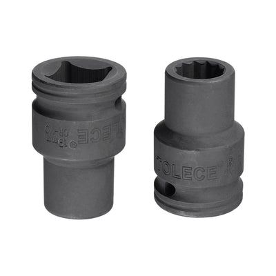 Harfington Uxcell 3/4" Drive 19mm 12-Point Impact Socket, CR-MO Steel 56mm Length, Standard Metric