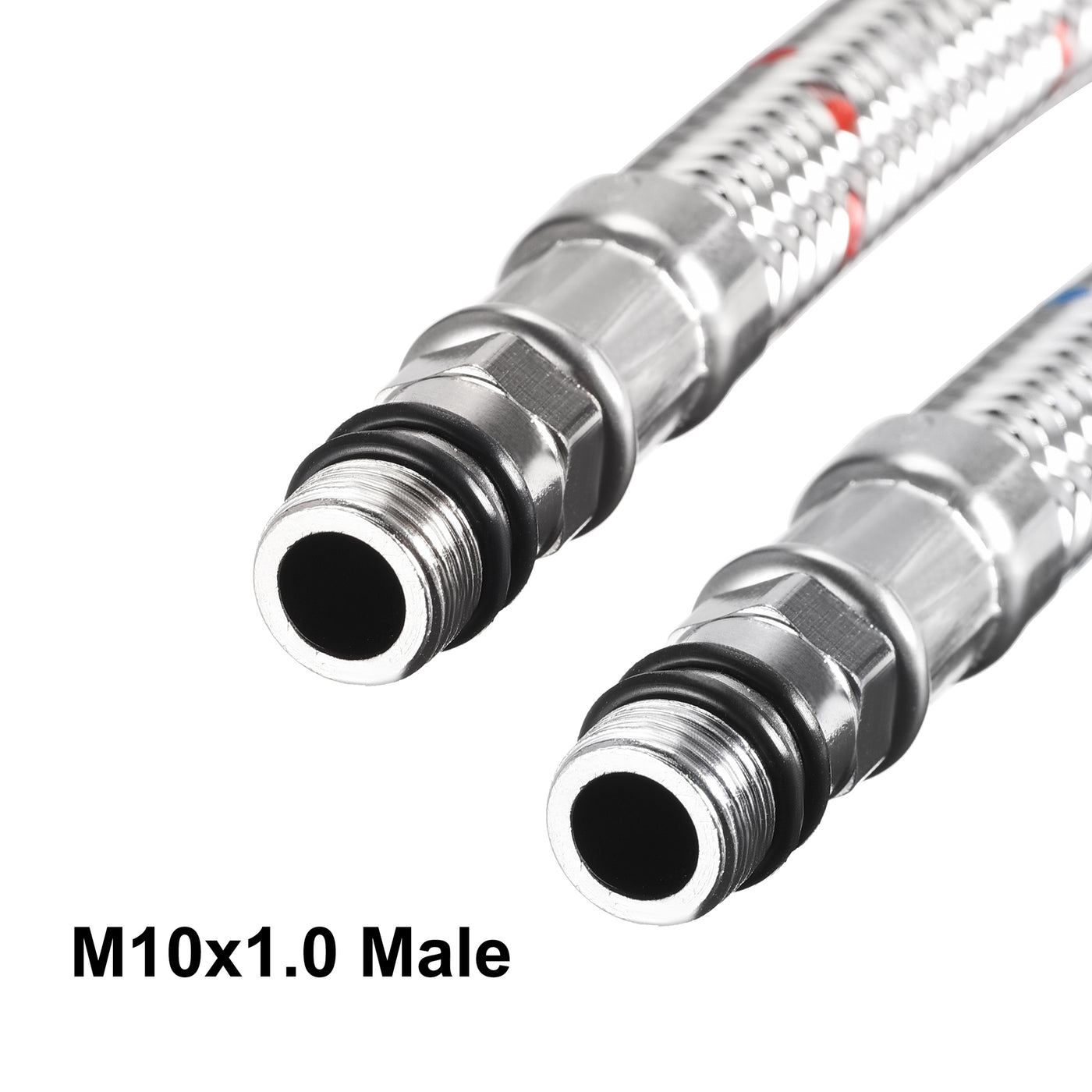 uxcell Uxcell Faucet Supply Hose Connector G3/8 Female x M10x1.0 Male 24 Inch Length 304 Stainless Steel Hose 1set