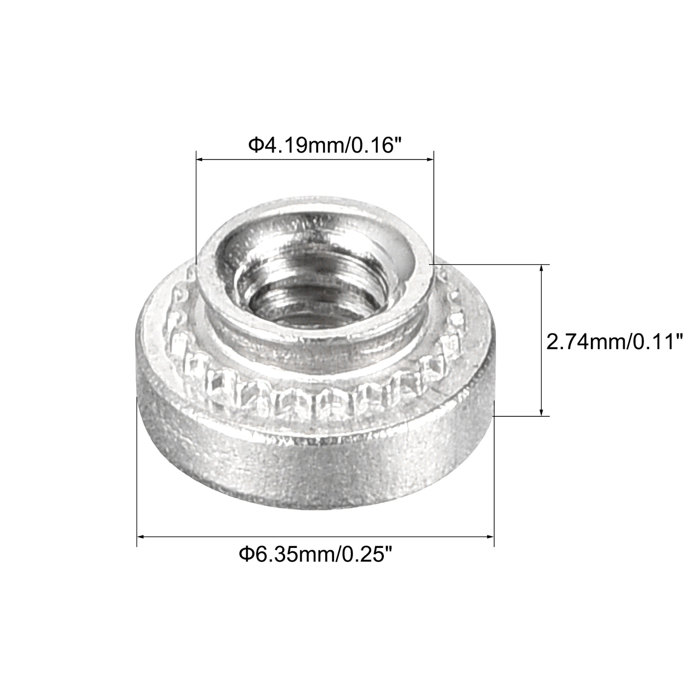 uxcell Uxcell Self -Clinching Nuts,#4-40x2.74mm Stainless Steel Rivet Nut Fastener 100pcs