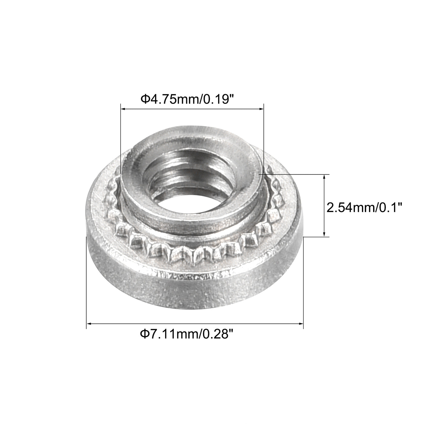 uxcell Uxcell Self -Clinching Nuts,#6-32x2.54mm Stainless Steel Rivet Nut Fastener 100pcs