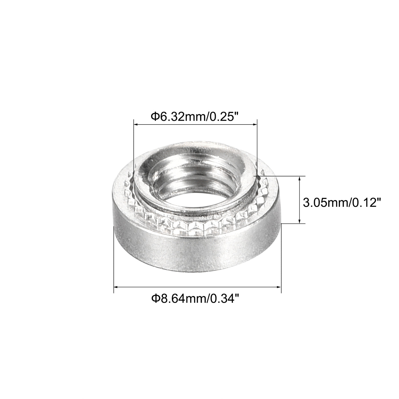 uxcell Uxcell Self -Clinching Nuts,#10-32x3.05mm Stainless Steel Rivet Nut Fastener 100pcs