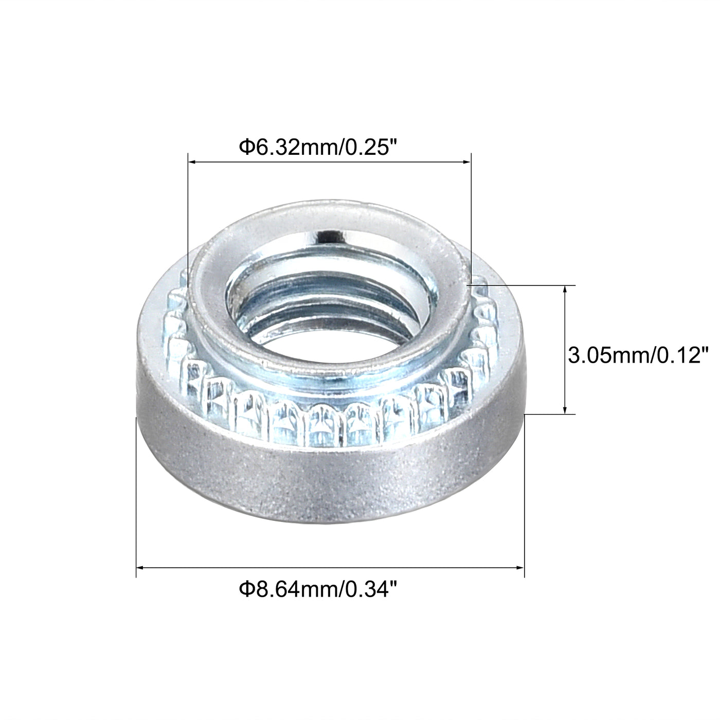 uxcell Uxcell Self -Clinching Nuts,#10-32x3.05mm Carbon Steel Rivet Nut Fastener 100pcs