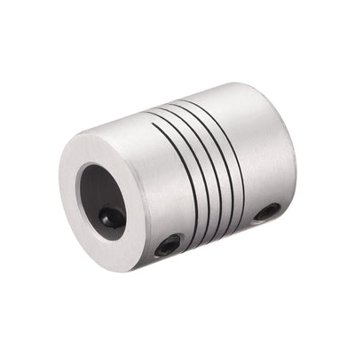 Harfington Uxcell 5mm to 10mm Aluminum Alloy Shaft Coupling Flexible Coupler L25xD19 Silver