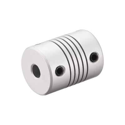 Harfington Uxcell 5mm to 10mm Aluminum Alloy Shaft Coupling Flexible Coupler L25xD19 Silver