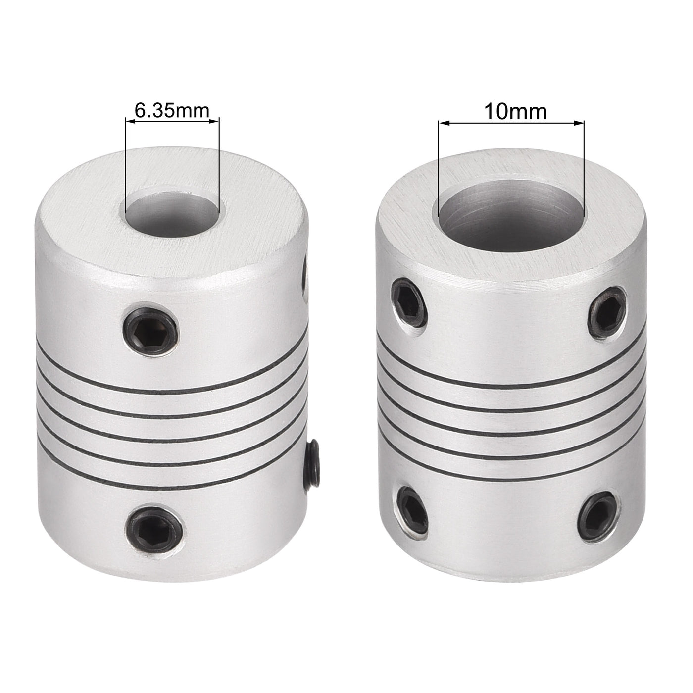 uxcell Uxcell 6.35mm to 10mm Aluminum Alloy Shaft Coupling Flexible Coupler L25xD19 2pcs