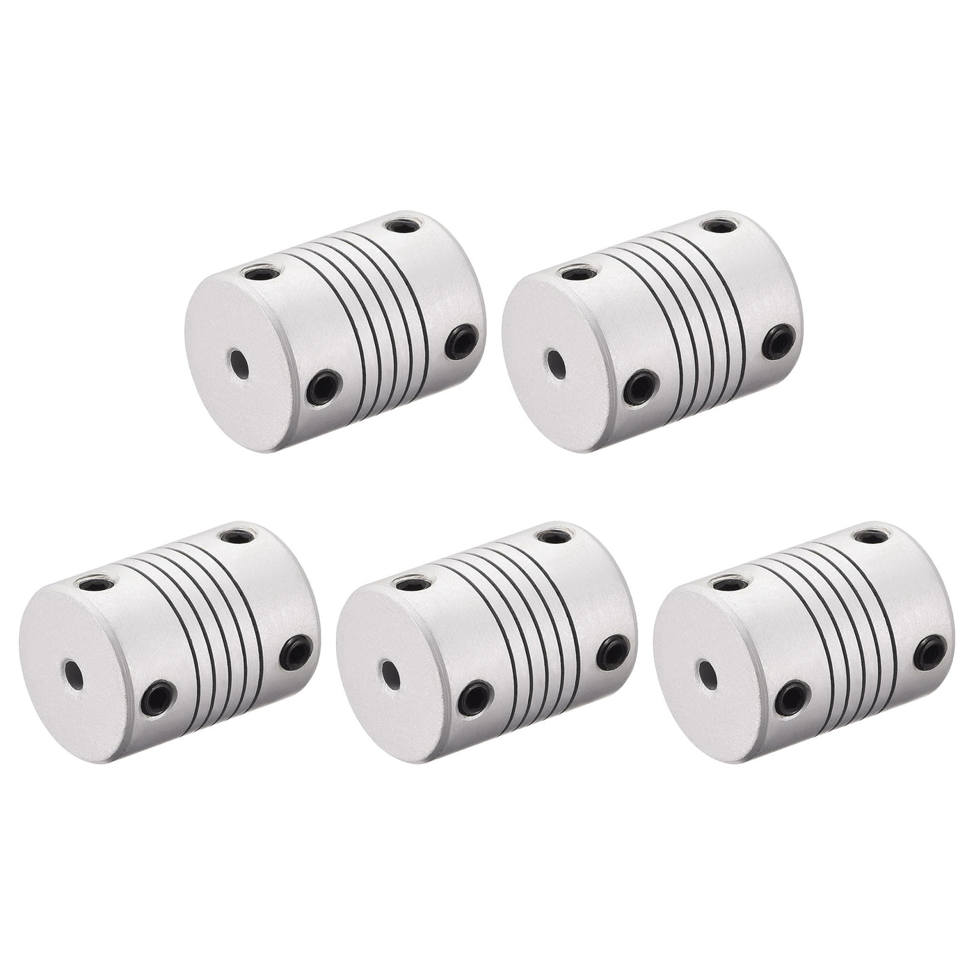 uxcell Uxcell 3mm to 5mm Aluminum Alloy Shaft Coupling Flexible Coupler L25xD19 Silver,5pcs