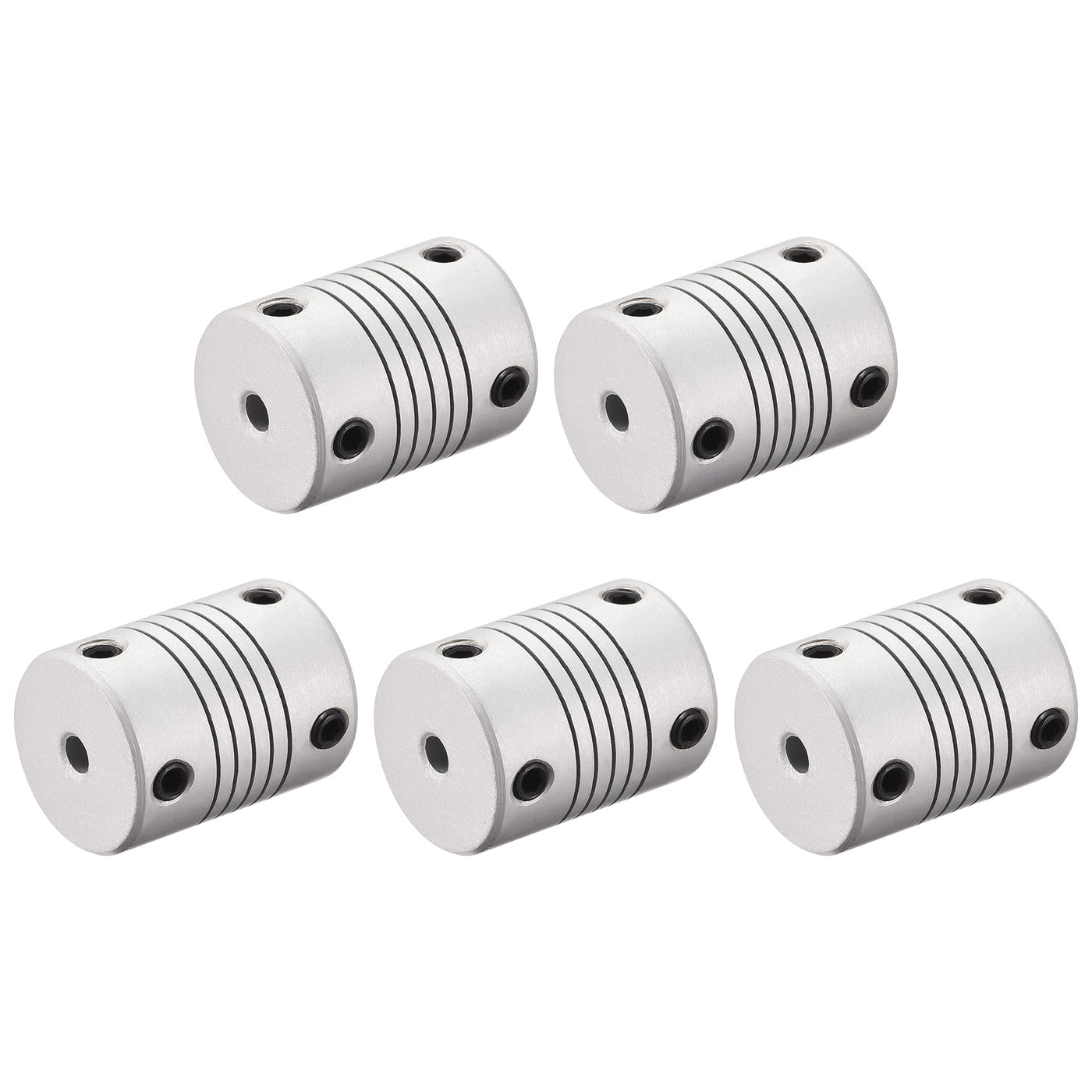 uxcell Uxcell 4mm to 8mm Aluminum Alloy Shaft Coupling Flexible Coupler L25xD19 Silver,5pcs