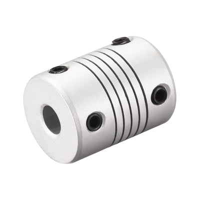 Harfington Uxcell 5mm to 6.35mm Aluminum Alloy Shaft Coupling Flexible Coupler L25xD19 Silver,5pcs