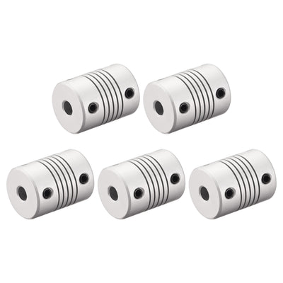 Harfington Uxcell 5mm to 7mm Aluminum Alloy Shaft Coupling Flexible Coupler L25xD19 Silver,5pcs