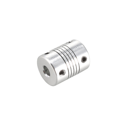 Harfington Uxcell 6.35mm to 8mm Aluminum Alloy Shaft Coupling Flexible Coupler L25xD19 Silver,5pcs