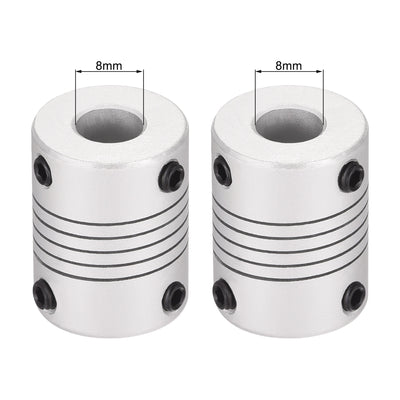 Harfington Uxcell 8mm to 8mm Aluminum Alloy Shaft Coupling Flexible Coupler L25xD19 Silver,5pcs