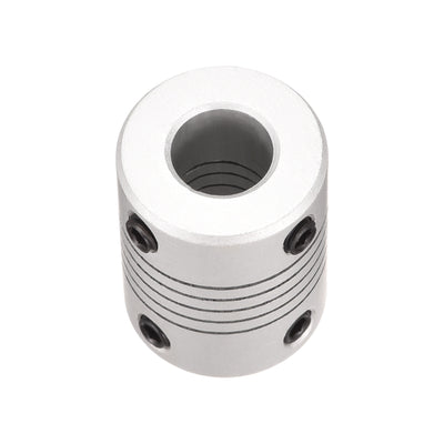 Harfington Uxcell 8mm to 9mm Aluminum Alloy Shaft Coupling Flexible Coupler L25xD19 Silver,5pcs