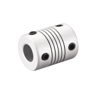 Harfington Uxcell 8mm to 9mm Aluminum Alloy Shaft Coupling Flexible Coupler L25xD19 Silver,5pcs